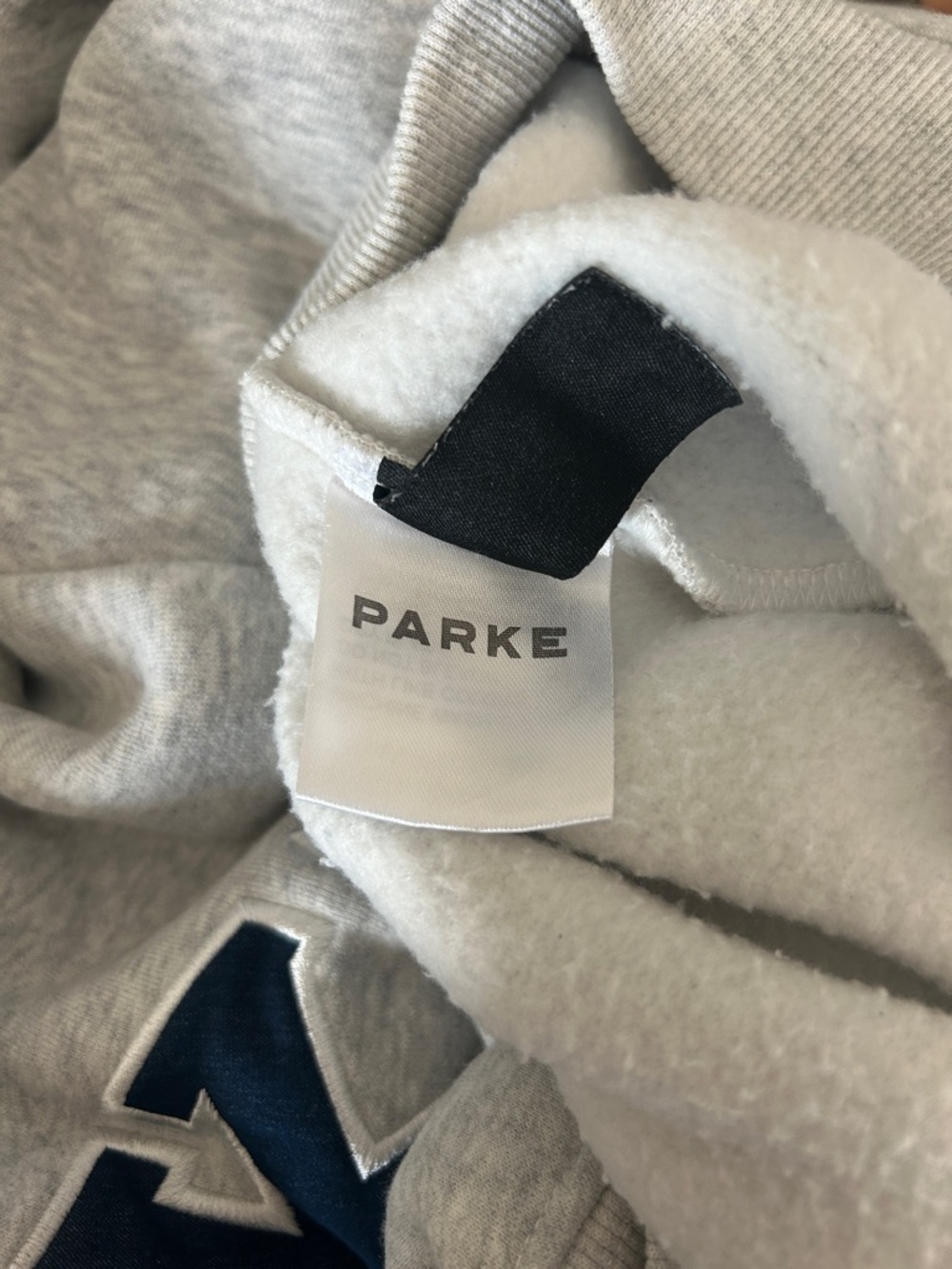 PARKE 100% AUTHENTIC Varsity Hoodie Sweatshirt- Grey/Navy- Size S/M - Picture 11 of 15